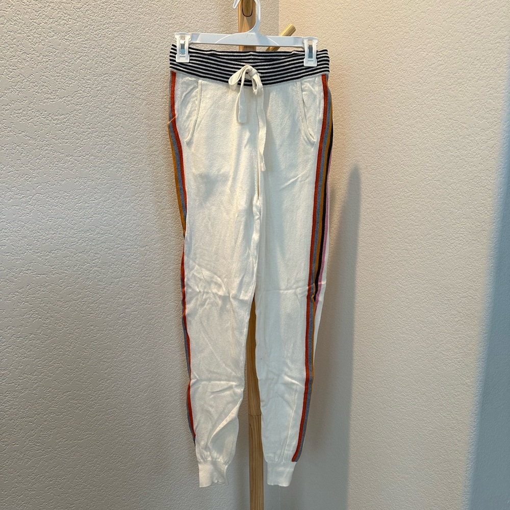 Faherty White Joggers with Striped Waistband